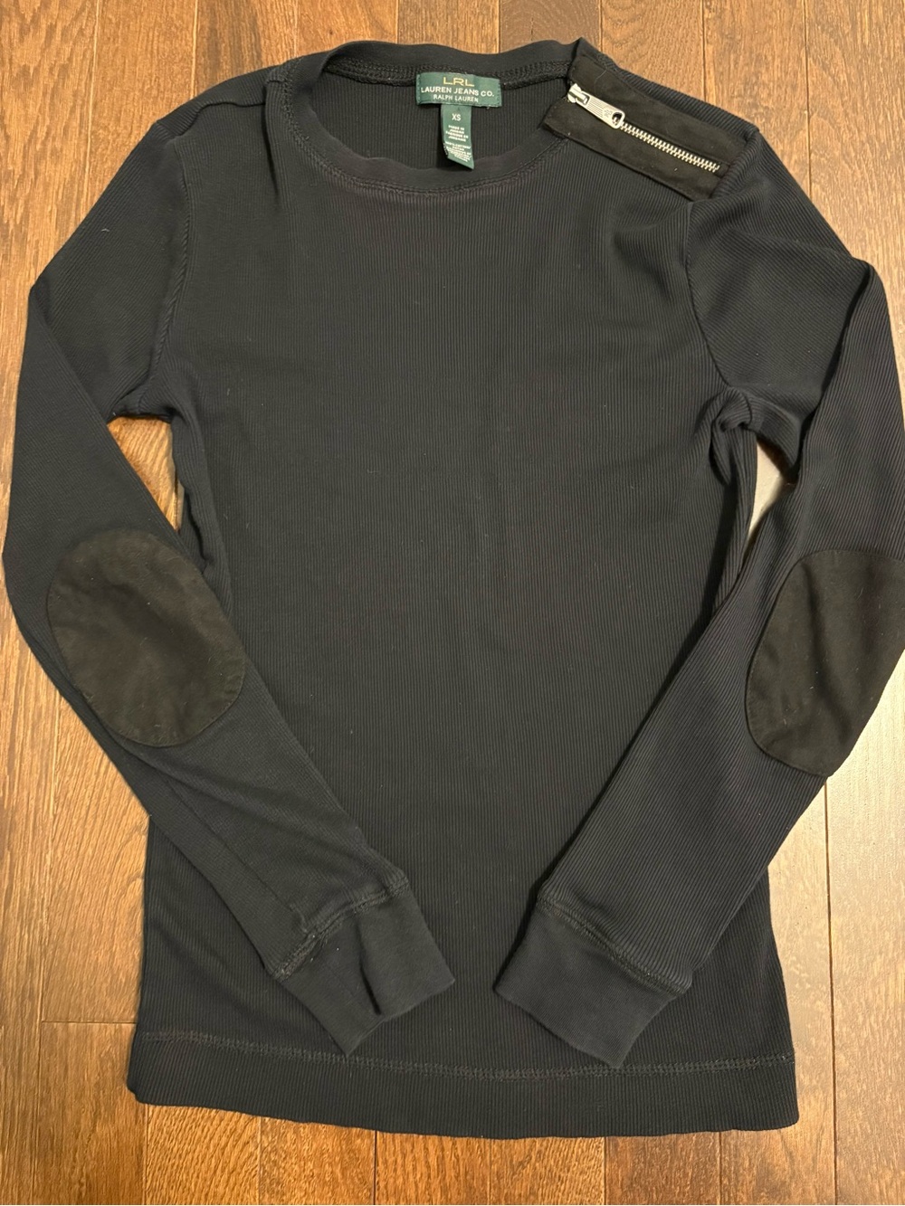 Lauren Ralph Lauren 100% Cotton Ribbed Pullover Sweater Black Size XS Equestrian